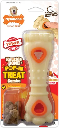Miniatura 12 de Nylabone Hueso de Nuca Bone Pop-In Juguetes de Golosinas Poderosas para Perros, Juguetes Interactivos Dispensadores de Golosinas y Enriquecimiento