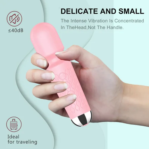 Miniatura 4 de Masajeador personal de espalda, masajeador de mano impermeable y recargable, 20 velocidades, 8 patrones, masaje de vibración, perfecto para Rosa