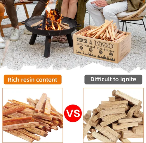 Miniatura 6 de 40 libras de palillos iniciadores de fuego Fatwood, 100% natural, leña para chimeneas, fogatas, hogueras, parrilla