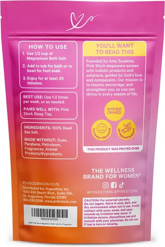 Miniatura 9 de Pink Stork Embarazo de baño – Copos de magnesio sin perfume para baño o remojo de pies – Sal pura del Mar Muerto – Alivio para dolores de embarazo
