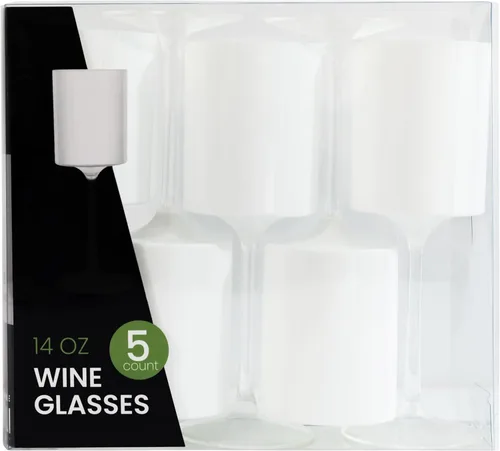 Miniatura 6 de PLASTICPRO Paquete de 10 copas de vino de plástico de 14 onzas, dos tonos, elegantes, desechables, con tallo, reutilizables, de plástico duro