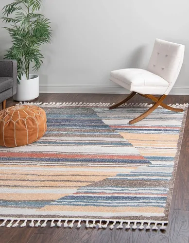 Miniatura 9 de Unique Loom Colección Aramis - Alfombra Zoe (rectangular 2' 0" x 3' 1", Multi/Azul)