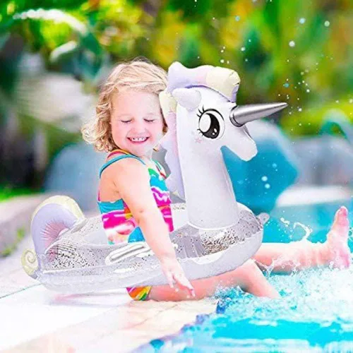 Miniatura 5 de CICITOYWO Flotadores de piscina para niños pequeños, balsa flotadora inflable para niños y adultos con asa, juguetes flotadores de playa para nadar