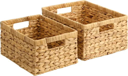 Miniatura 15 de StorageWorks Cesta de mimbre con asa, cestas de almacenamiento de mimbre para organizar, cestas de almacenamiento decorativas para estantes, cuerda
