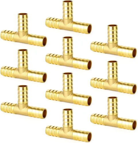 Miniatura 30 de GASHER 20 Piezas Reductor de Púas de Manguera de Latón, 1/2 Pulgada a 1/2 Pulgada (12.7mm) ID de Manguera con 40 Abrazaderas de Manguera, Reductor
