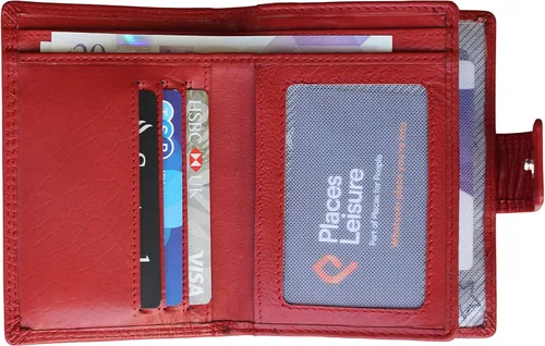 Miniatura 2 de MORUCHA Cartera de embrague para mujer de cuero genuino RFID bloqueo alta capacidad tarjetero monedero M85, Rojo
