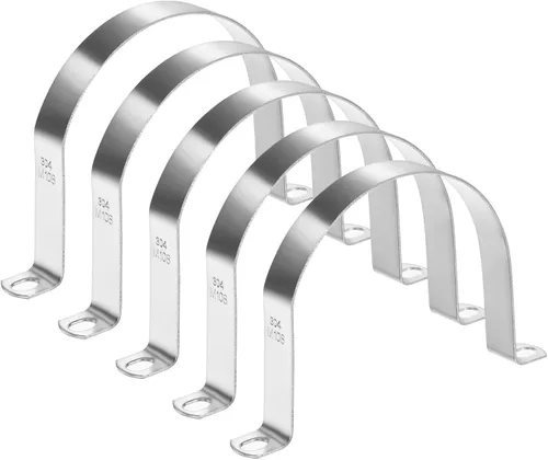 Miniatura 50 de M METERXITY Paquete de 3 abrazaderas de conducto, correa rígida de acero inoxidable 304 de 3-1/2 pulgadas M89 U con 2 agujeros