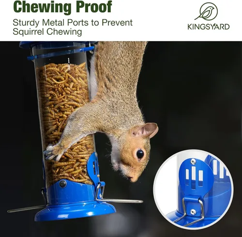 Miniatura 4 de Kingsyard Alimentador para Azulejos Mejorado para Colgar al Aire Libre, Tubo de Metal para Gusanos de la Harina con Percha Ensanchada para Pájaros