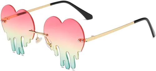 Lentes de sol de corazón derretido para hombres y mujeres, sin montura, irregulares, para fiesta única, lentes de sol de metal para baile de