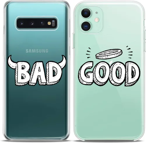 Miniatura 2 de Fundas a juego para parejas compatibles con iPhone 16 15 14 13 12 11 Pro Max Mini Xs X 6s 8 Plus 7+ Xr 10 SE 5 Bad Good Relationship Best Friend