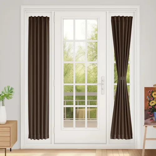Miniatura 61 de Vatge - Cortinas autoadhesivas para puerta francesa, tratamiento de ventana con filtro de luz sin varillas ni perforaciones para puertas de cristal