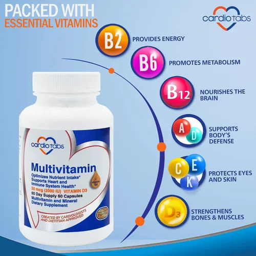 Miniatura 4 de Multivitamínico - Suplementos para el corazón y la inmunidad para hombres y mujeres, multivitamínico para hombres y mujeres, con minerales complejo