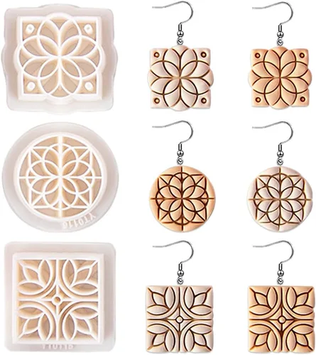 Myhiju 3 piezas de cortadores de arcilla polimérica con patrón vintage, moldes de aretes de flores geométricas retro para kit de fabricación de