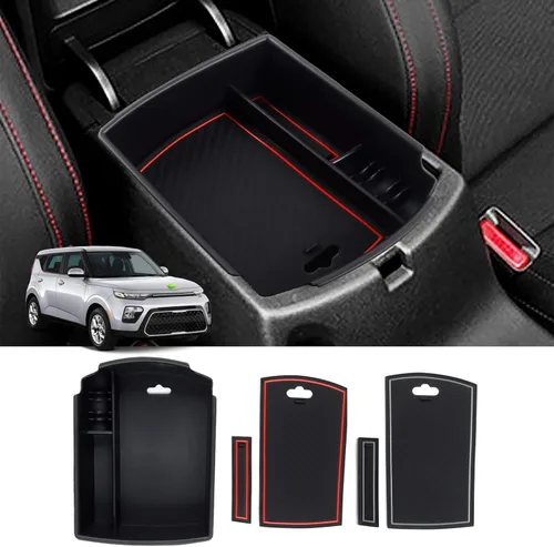 Autorder Organizador de consola central para Kia Soul 2020 2021 2022 2023 2024 2025 2026 Accesorios Caja de almacenamiento para reposabrazos Bandeja