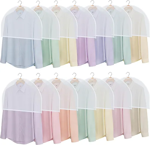 Miniatura 17 de Patelai 8 fundas de hombro para colgar ropa de 24 x 12 pulgadas, fundas de plástico transpirables para colgar ropa, protectores contra el polvo