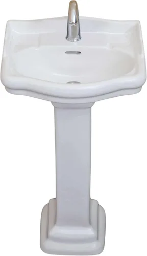 Miniatura 3 de Fine Fixtures Roosevelt Lavabo de Pedestal para Baño – Lavabo de Pedestal Pequeño de 18 Pulgadas, Cerámica Vítrea China Duradera con Orificio Único