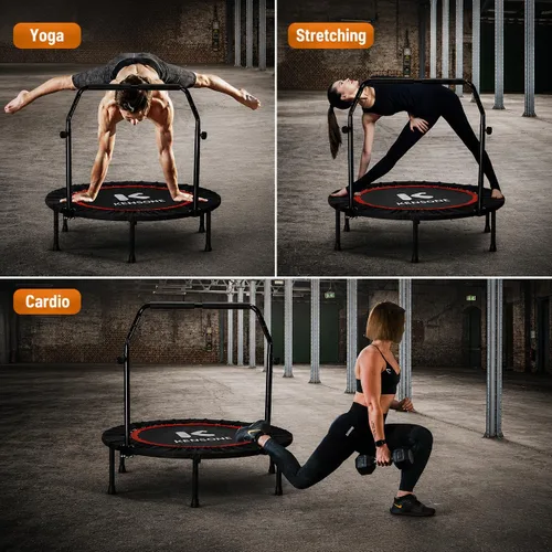 Miniatura 2 de KENSONE Trampolín Mini Plegable de 40"/48", Trampolín Interior para Niños y Adultos, Entrenamiento Interior/Jardín, Reboteador de Fitness con Mango