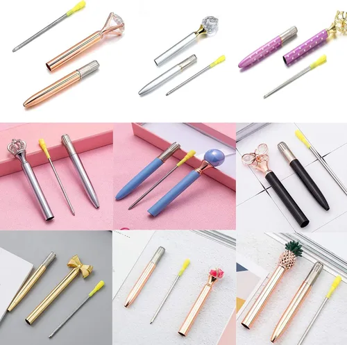 Miniatura 8 de DunBong Recambios de metal para bolígrafo D1, repuesto de bolígrafo, tinta negra, tinta de repuesto de cristal de diamante, 3.2 pulgadas, paquete