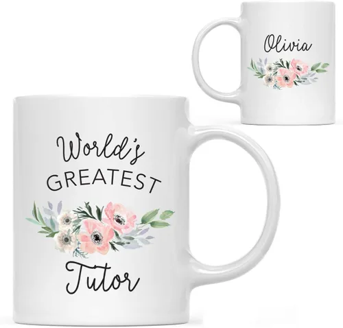 Miniatura 41 de Andaz Press Taza de café personalizada de 11 onzas, taza ejecutiva de relaciones públicas más grande del mundo, flor de anémona rosa, 1 paquete