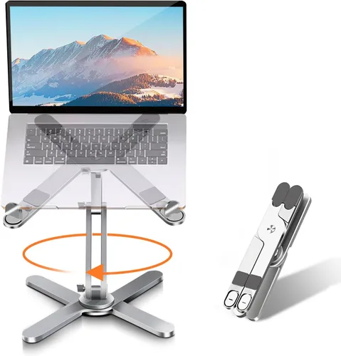 Miniatura 8 de Moallia Soporte giratorio N86 360 para laptop, altura y ángulo ajustables, elevador ergonómico de metal para trabajo colaborativo de escritorio