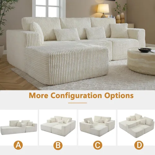 Miniatura 6 de Sofá seccional modular de 110", sofá seccional Cloud con asiento profundo, sofás tapizados sin huesos para sala de estar, sofá modular moderno