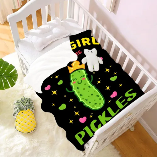 Miniatura 2 de Just A Girl Who Loves Pickles Manta - Manta Acogedora de Franela Suave, Ligera y Cálida de Pepinillos para Niños y Niñas - 40"x50" Regalo para Niños