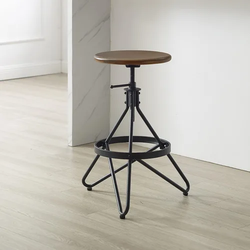 Miniatura 2 de Crosley Furniture Kalen Taburete giratorio de altura ajustable con asiento de madera, marrón/negro mate