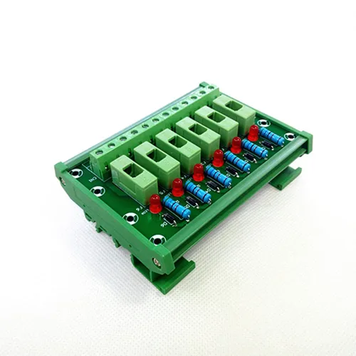 Placa de módulo de fusible de 6 posiciones para montaje en carril DIN, portafusibles para fusible de tubo de 0.197x0.787 in (DXL).