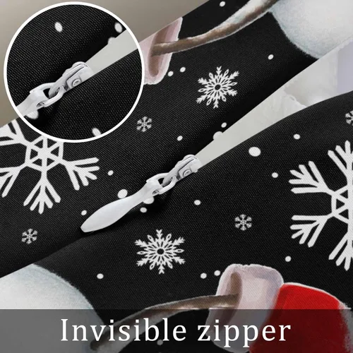 Miniatura 7 de Fundas de almohada de muñeco de nieve de Navidad, funda de almohada larga de lino, diseño de copos de nieve de invierno clásico, negro, protector