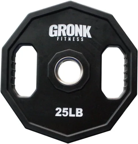 Miniatura 10 de Gronk Fitness Placas de pesas olímpicas de uretano de 10 lados Pesas duraderas para gimnasios domésticos y comerciales Diseño no rodante