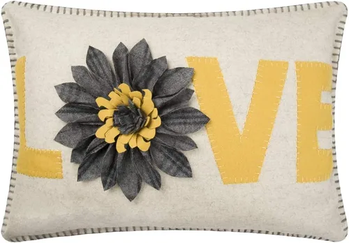 KINGROSE Funda de cojín decorativa con diseño de girasol 3D con borde cosido para sofá, silla, cama, sala de estar, 14 x 20 pulgadas, color amarillo