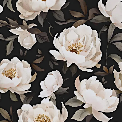 Papel tapiz floral para despegar y pegar, papel de contacto negro/beige, flores de peonía grandes de 17.5 x 118 pulgadas, papel mural vintage