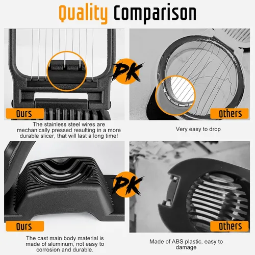 Miniatura 3 de Cortador de huevos para huevos duros, alambre de acero inoxidable, cortador de huevos de aluminio resistente multiusos para huevos, ensaladas, Negro