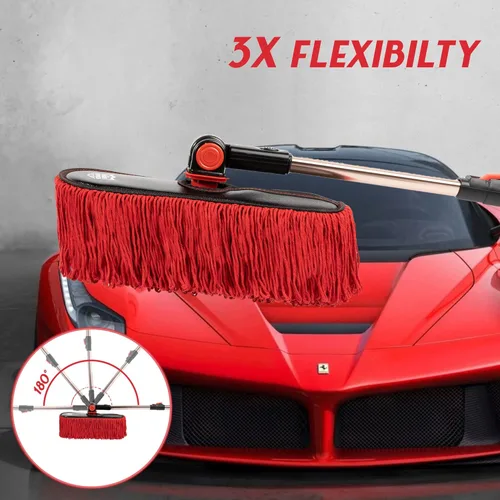 Miniatura 3 de Plumero para Auto Exterior Sin Rayones, Kit de Cepillo Suave para Auto para Camión, SUV, RV y Motocicleta, Pelo de Algodón Encerado, Plumeros