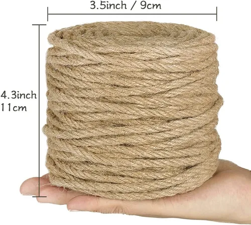Miniatura 5 de Cuerda de yute Tenn Well de 5 mm, cuerda de 164 pies de 4 capas trenzada gruesa para jardinería, manualidades, reciclaje, poste rascador de gatos