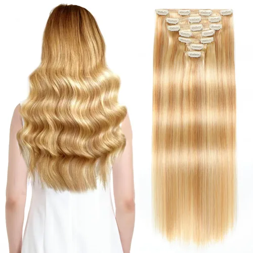 Miniatura 17 de Sisily - Extensiones de cabello con clip de cabello humano real, 30 cm 70 g, balayage de marrón chocolate a rubio, 100% cabello humano Remy