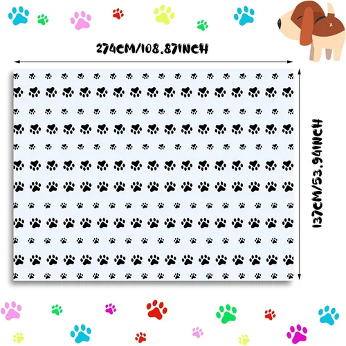 Miniatura 2 de Tatuo Mantel de plástico con estampado de patas de cachorro, 2 piezas, desechable, decoración de fiesta de cumpleaños con temática de cachorros