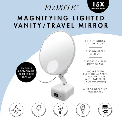 Miniatura 3 de Espejo Floxite con 15 x de aumento y luz, color blanco