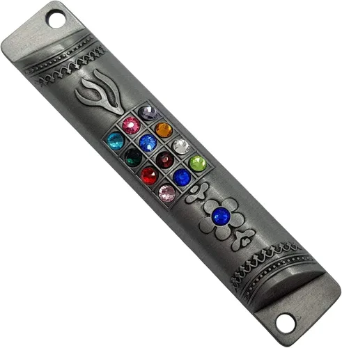 Miniatura 7 de TALISMAN4U Funda de peltre MEZUZAH con desplazamiento 12 tribus de Israel Hoshen Judaica puerta Mezuza 4 pulgadas