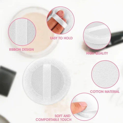Miniatura 6 de Sibba Polvo Suelto Maquillaje Puff 12 Piezas Redondo Velour Face Makeup Compact Body Container Setting Pressed Blending Foundation Cream Make Up