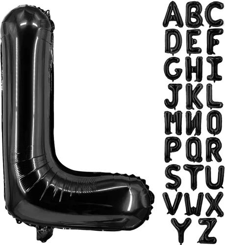 Lovoir Globos grandes de 40 pulgadas con la letra L de color negro de gran tamaño, globo de helio de aluminio de Mylar para decoración de fiesta de