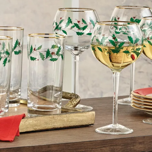 Miniatura 9 de Lenox Vasos altos con diseño navideño, copas para vino, Set de 4, 16 onzas, Transparente