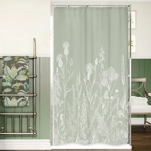 Miniatura 14 de Riyidecor - Cortina de ducha con estampado de flores silvestres para decorar un baño pequeño o una ventana, 36 pulgadas de ancho x 72 pulgadas
