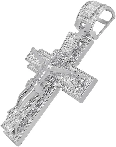 Miniatura 2 de Colgante de cruz de crucifijo de Jesús con diamantes de imitación y cruz de Jesús con 1.83oz + gramos XL grande de 3.5 pulgadas
