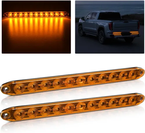 GOOACC Barra de luz de remolque de 16 pulgadas, 2 unidades, 11 luces LED ámbar señales de giro intermitentes izquierda derecha, luces marcadoras de