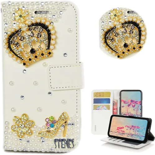 Miniatura 45 de Bling Wallet - Funda para teléfono compatible con Samsung Galaxy Z Fold 3 5G, elegante, hecha a mano, 3D, hecha a mano, ballet, pintalabios, tacón