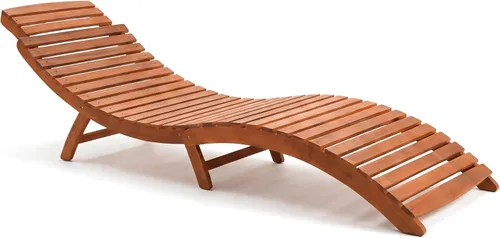 Miniatura 8 de Flamaker - Sillas de recostarse para exteriores, plegables de madera de acacia, con asa lateral, tumbona para sol para piscina, césped, jardín