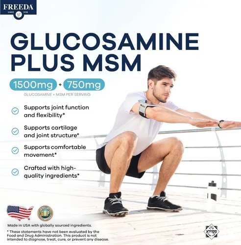 Miniatura 2 de Freeda Vegan Glucosamine MSM – Glucosamina Vegetariana HCl 1500 mg sin mariscos + MSM 750 mg para apoyo articular, flexibilidad y movilidad