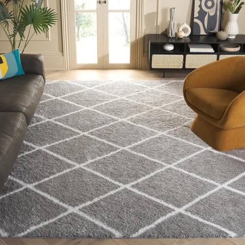 Miniatura 25 de SAFAVIEH Tahoe Shag Collection - Alfombra para pasillo, 2 x 9 pies, diseño de enrejado, no desprende pelusa y de fácil cuidado, 1.2 pulgadas