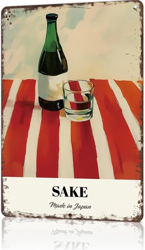 Cartel de metal vintage divertido de sake para decoración del hogar, sala de estar, oficina, bar, 8 x 12 pulgadas